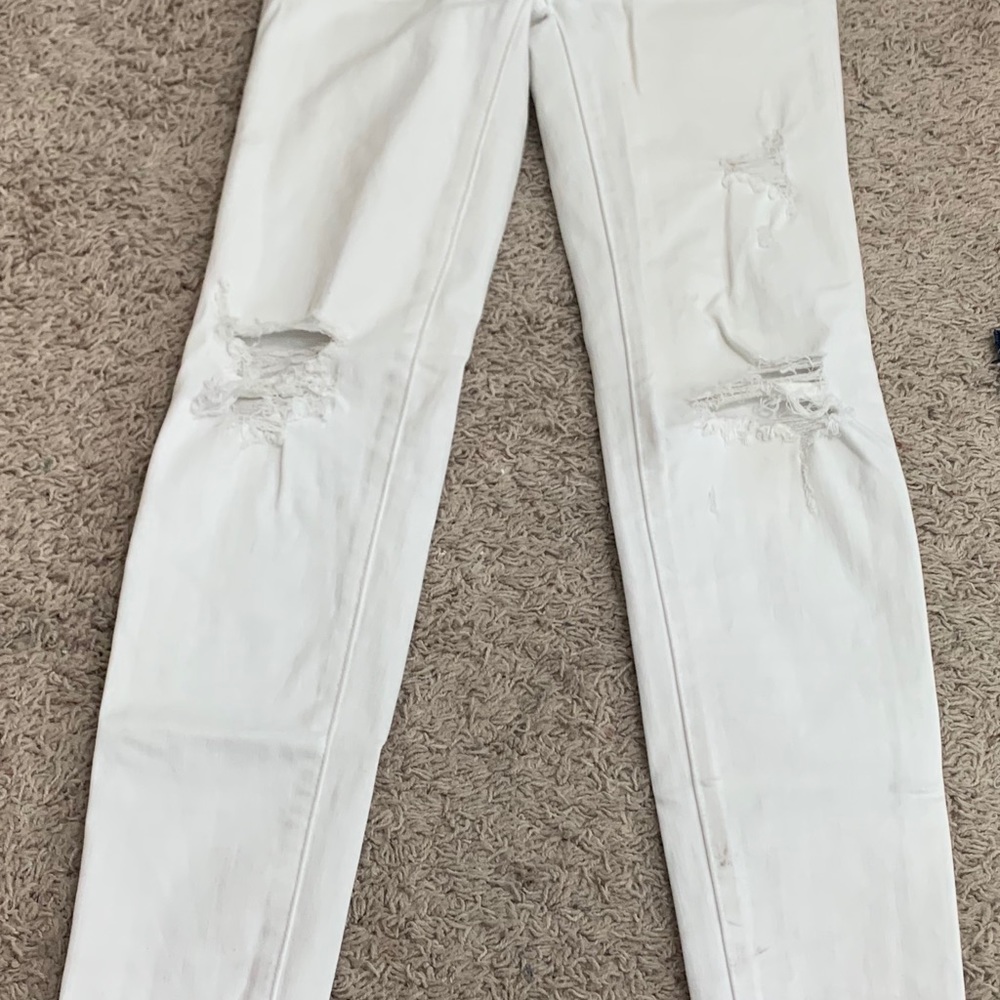 Super stretchy distressed white hi-rise Jeans